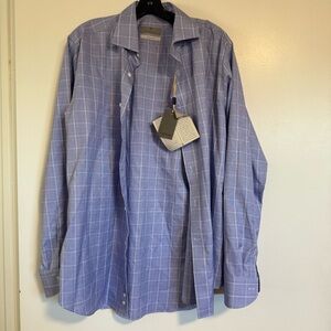 Canali Blue Windowpane Dress Shirt